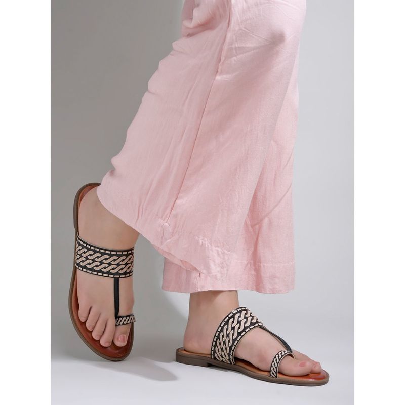 Shoetopia Ethnic Black Kolhapuri Flats For Women & Girls (EURO 39)