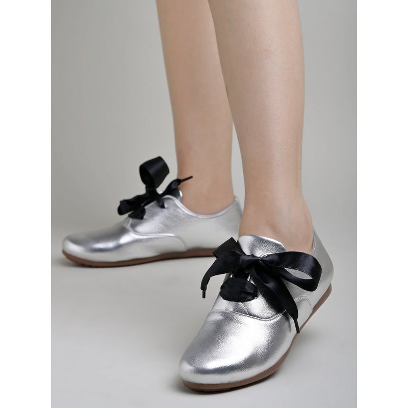 Shoetopia Smart Casual Silver Sneakers For Women & Girls (EURO 36)