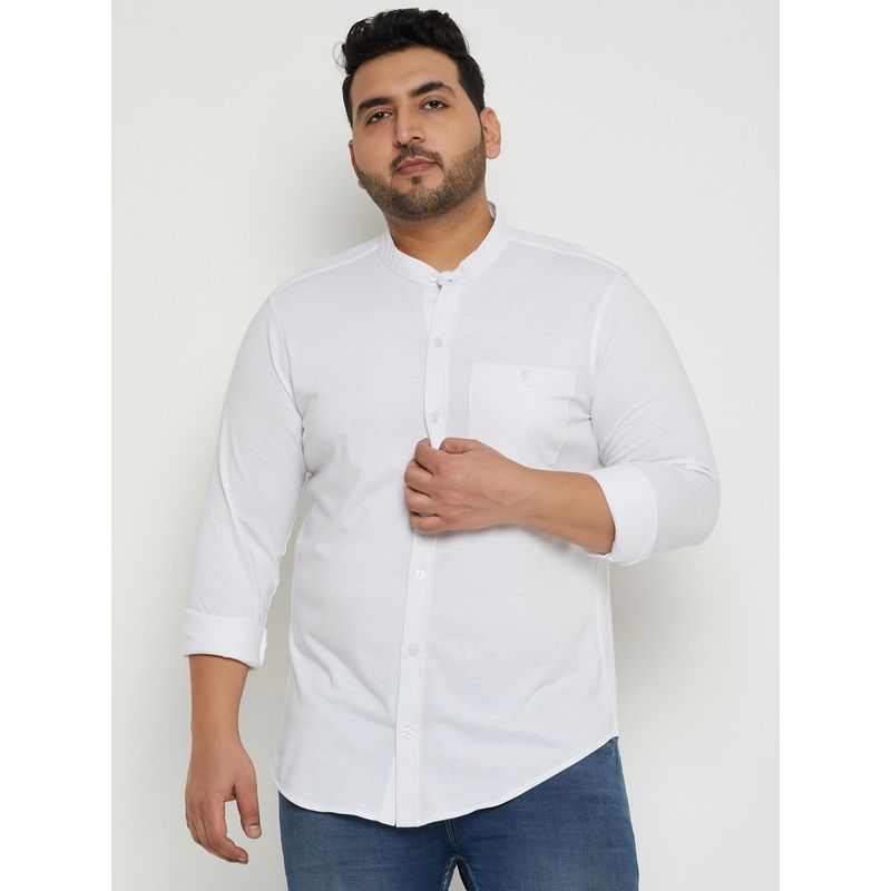 Club York White Solid Plus Size Shirt (2XL) (2XL)