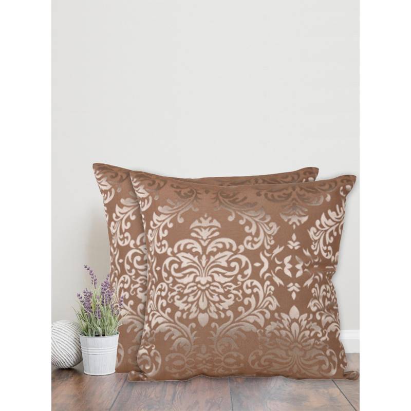 Sivya by Home Brown Damask Self Design Cushion Covers (Pack of 2) (12x12 inches)