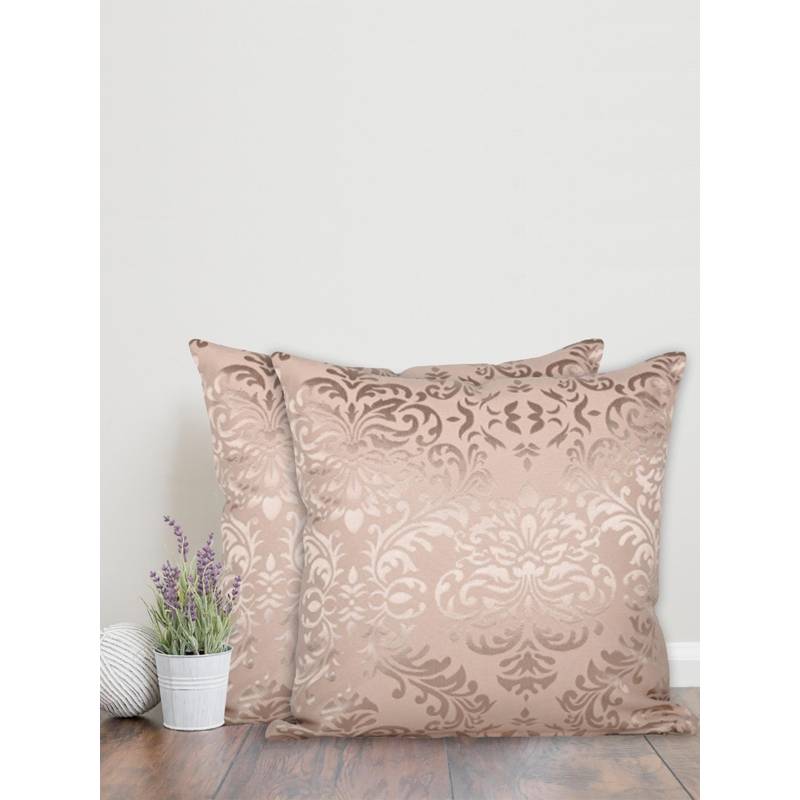 Sivya by Home Gold Damask Self Design Cushion Covers (Pack of 2) (12x12 inches)