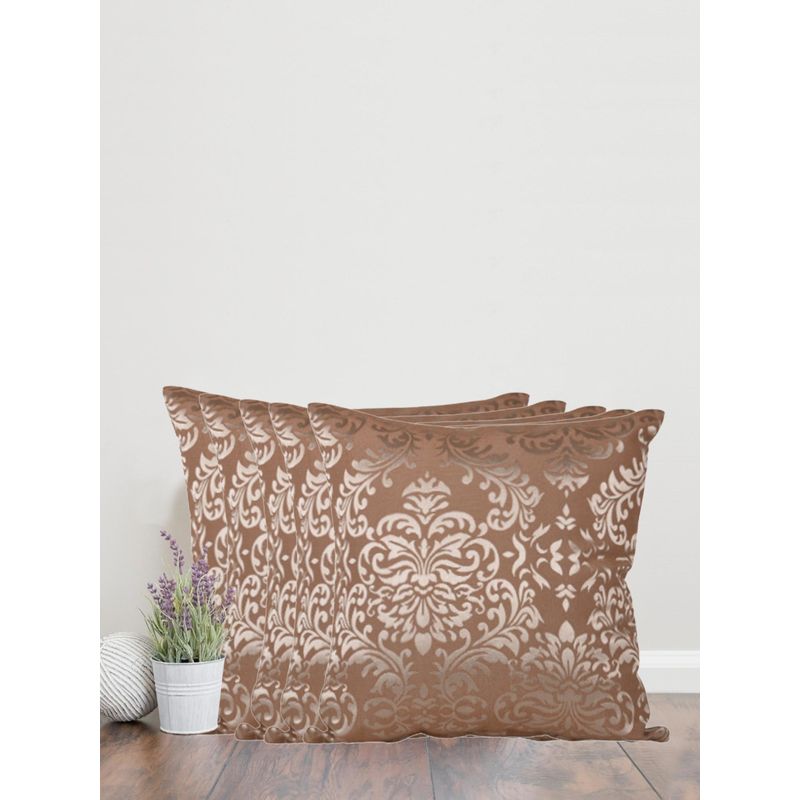 Sivya by Home Brown Damask Self Design Cushion Covers (Pack of 5) (12x12 inches)
