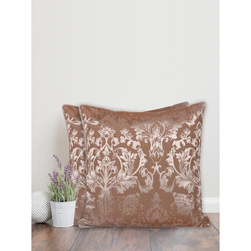 Sivya by Home Brown Fiore Damask Self Design Cushion Covers (Pack of 2) (12x12 inches)