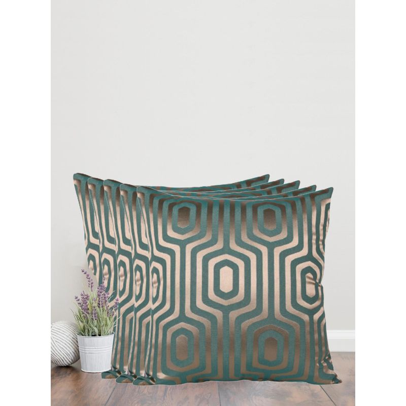 Sivya by Home Green Hexa Self Design Cushion Covers (Pack of 5) (12x12 inches)