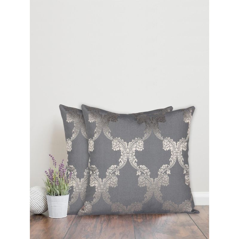 Sivya by Home Grey Ogee Self Design Cushion Covers (Pack of 2) (12x12 inches)