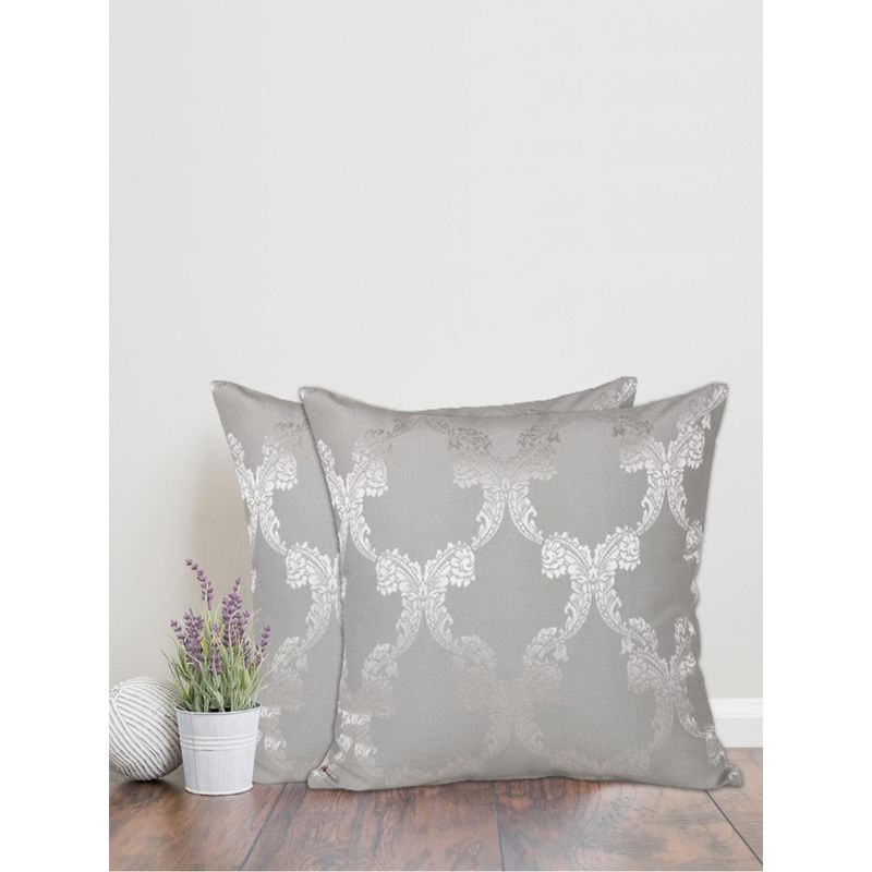 Sivya by Home Grey Ogee Self Design Cushion Covers (Pack of 2) (12x12 inches)