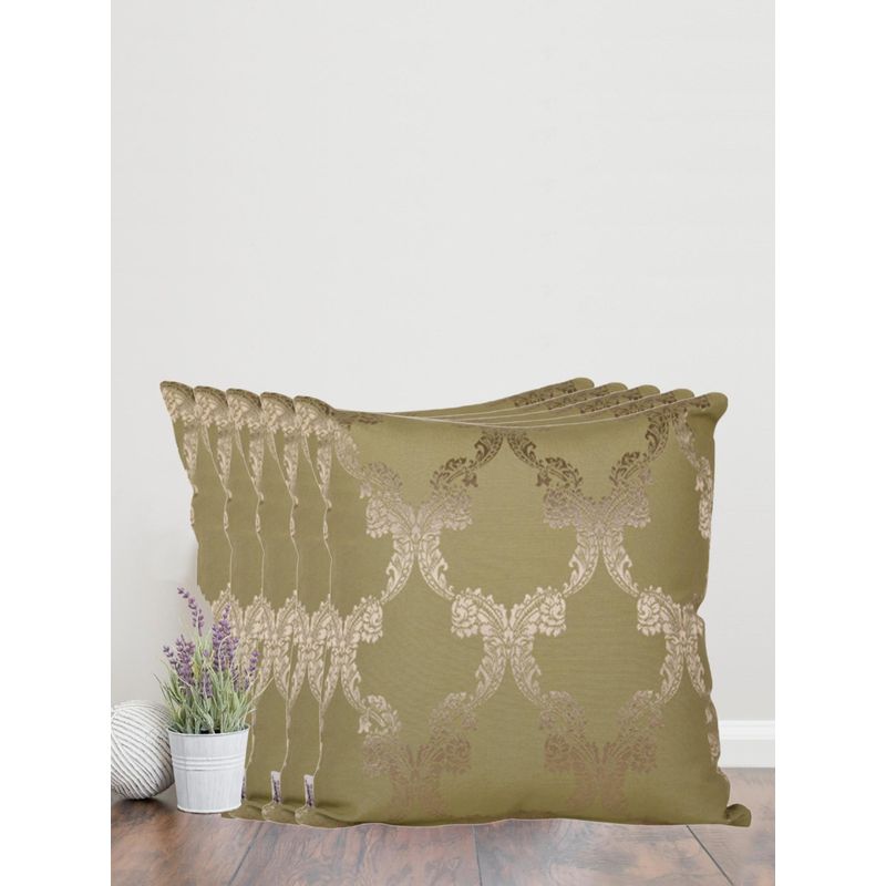 Sivya by Home Green Ogee Self Design Cushion Covers (Pack of 5) (12x12 inches)