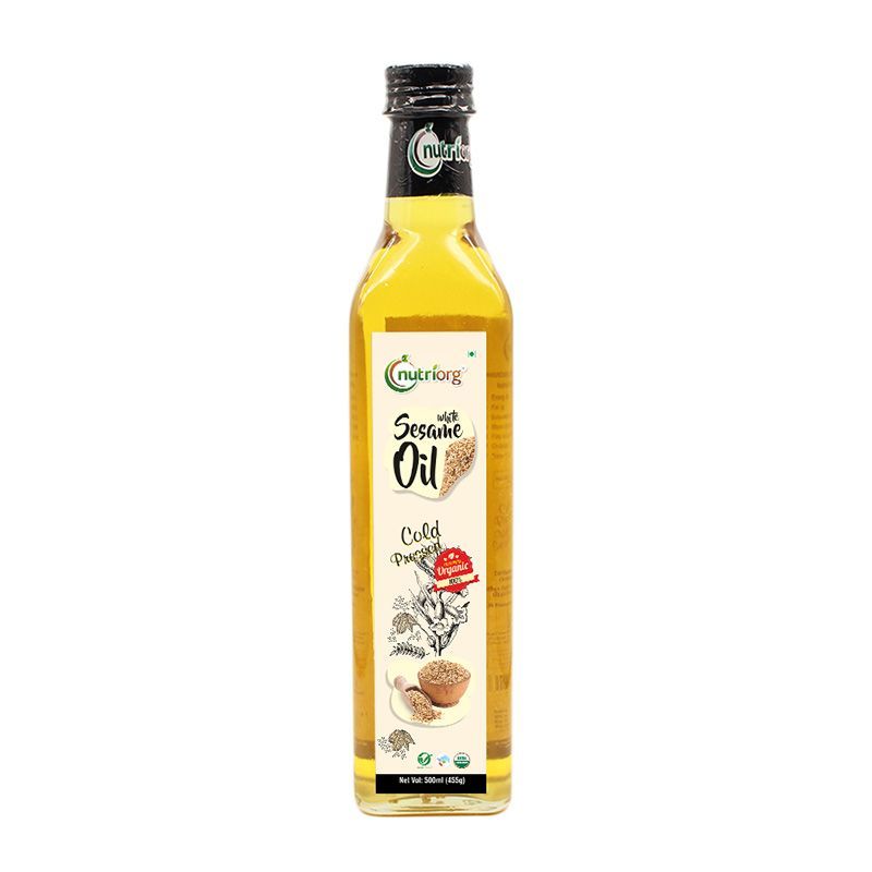 Nutriorg Certified Organic White Sesame Oil Glass Bottle