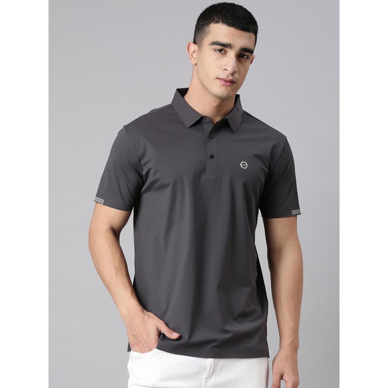 Classic Polo Men'S Charcoal Grey Slim Fit Solid Premium Cotton Polo T-Shirt (M)
