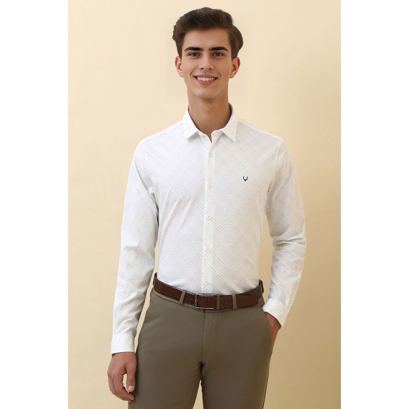 Allen Solly Men White Dots Full Sleeves Formal Shirt (40)