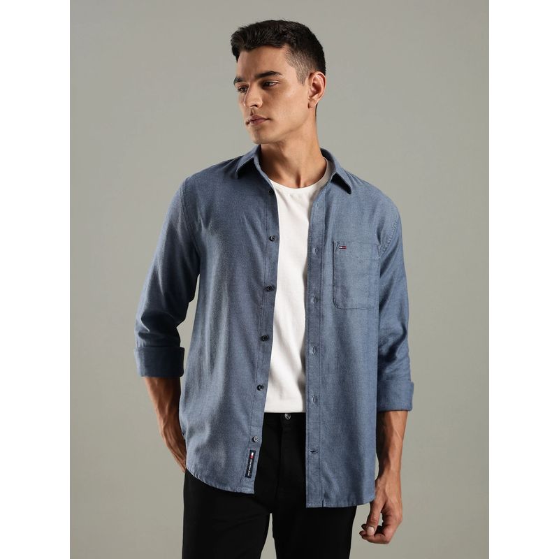 Tommy Hilfiger Texture Regular Fit Cotton Shirt - Blue (S)