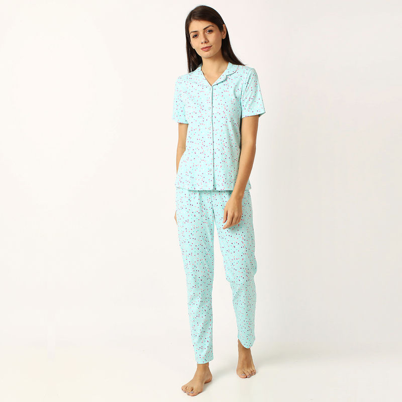 mackly Women Printed Night Suit - Green (L)