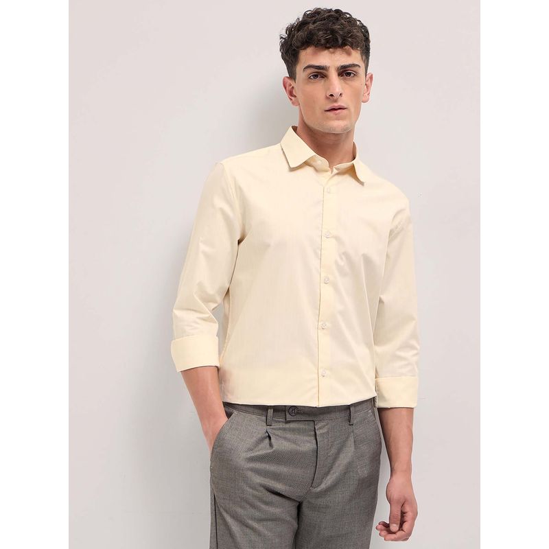 THE BEAR HOUSE Cream Stripes Regular Fit Shirt (M)