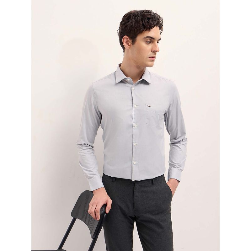 THE BEAR HOUSE Grey Solid/Plain Regular Fit Shirt (M)