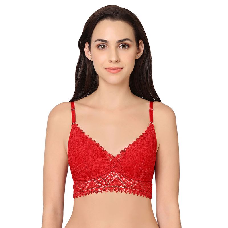 Gaia Collection Padded Non-Wired Medium Coverage Lacy Bralette Bra (M)