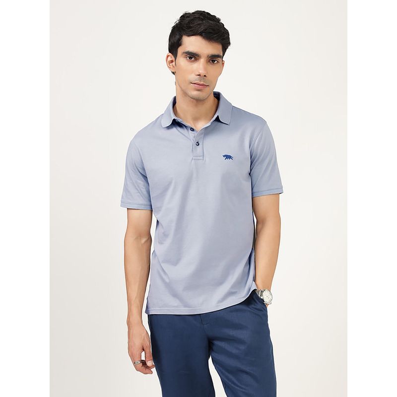 Andamen Regular Fit Casual Mens Blue Polo T-Shirt (M)