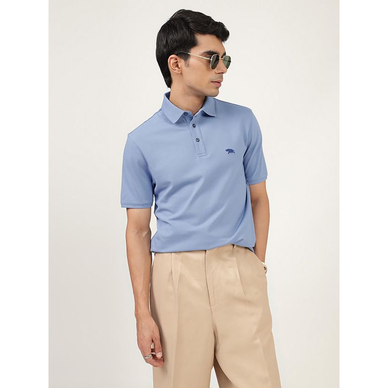 Andamen Regular Fit Casual Mens Blue Polo T-Shirt (M)