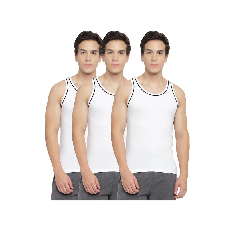 La Intimo Modish White Gym Vest (M)
