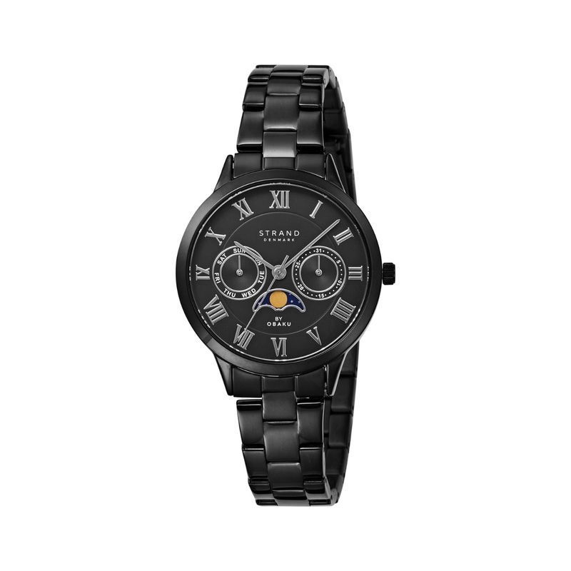 Buy Strand by Obaku Moon Mini Dark Moonphase Multifunction Black