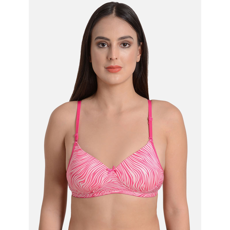 Mod & Shy Printed Non-Wired Lightly Padded T-Shirt Bra - Pink (32B)