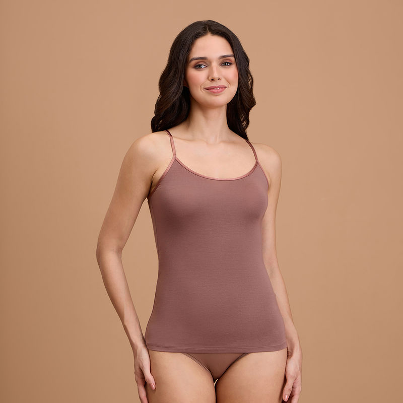 Nykd by Nykaa Essential Ultra Soft Modal Camisole with Adjustable Straps NYC012-Dark Skin (L)