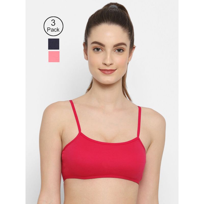 Floret Non Padded & Wire Free Full Coverage Sports Bra (Pack of 3) (32B)
