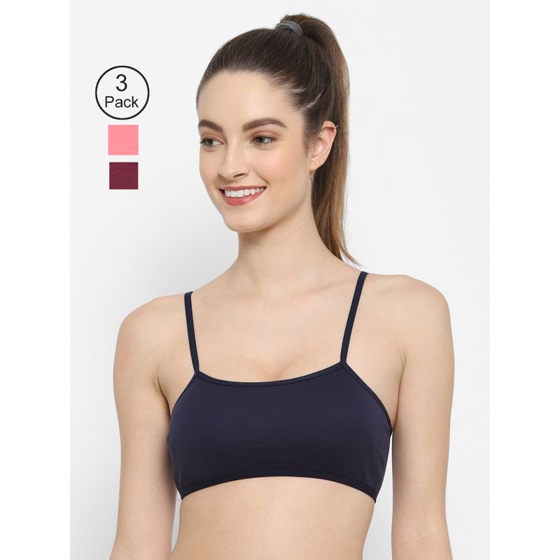 Floret Non Padded & Wire Free Full Coverage Sports Bra (Pack of 3) (30B)