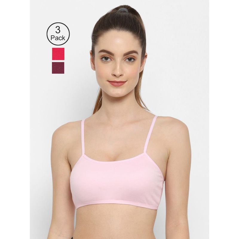 Floret Non Padded & Wire Free Full Coverage Sports Bra (Pack of 3) (30B)