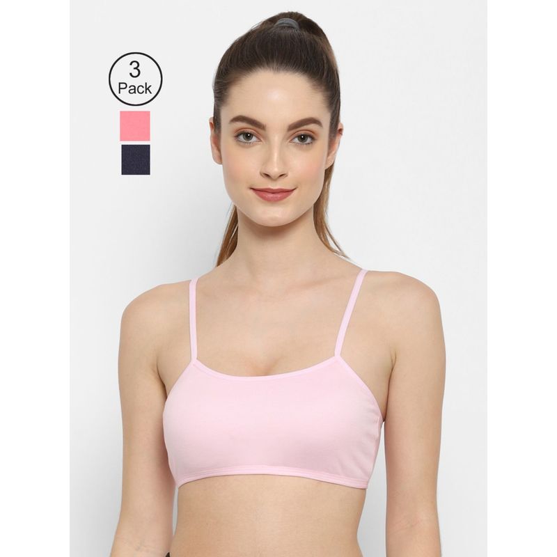 Floret Non Padded & Wire Free Full Coverage Sports Bra (Pack of 3) (30B)