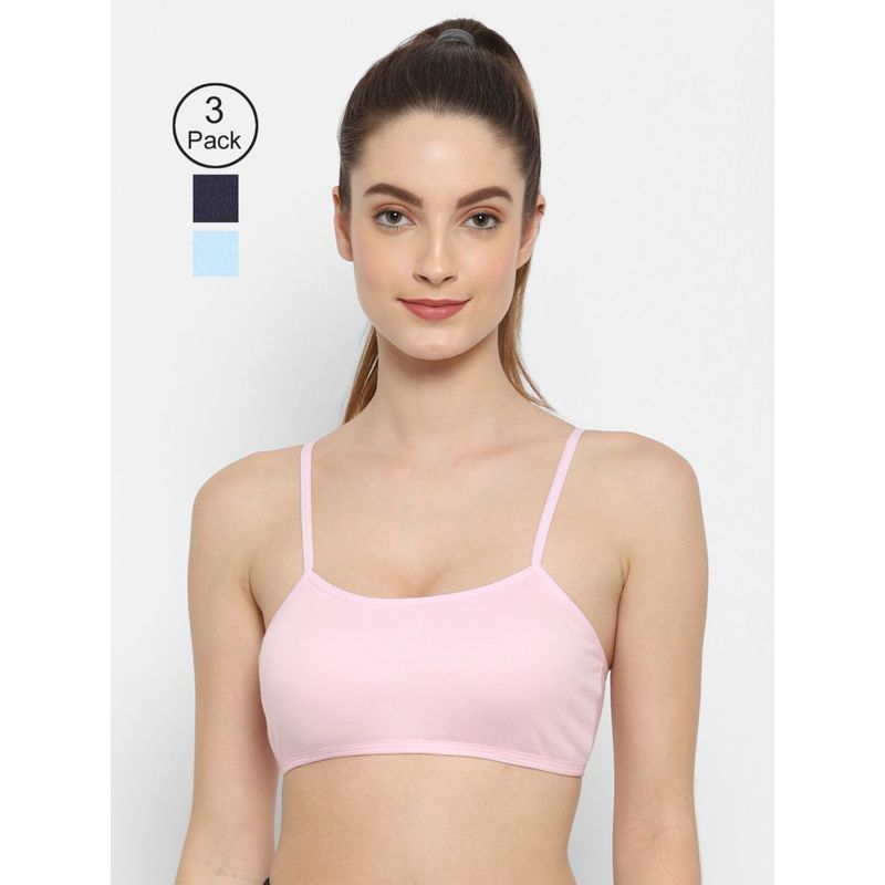 Floret Non Padded & Wire Free Full Coverage Sports Bra (Pack of 3) (30B)