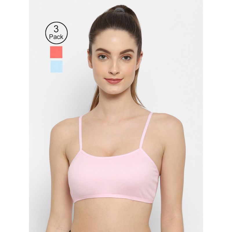 Floret Non Padded & Wire Free Full Coverage Sports Bra (Pack of 3) (34B)