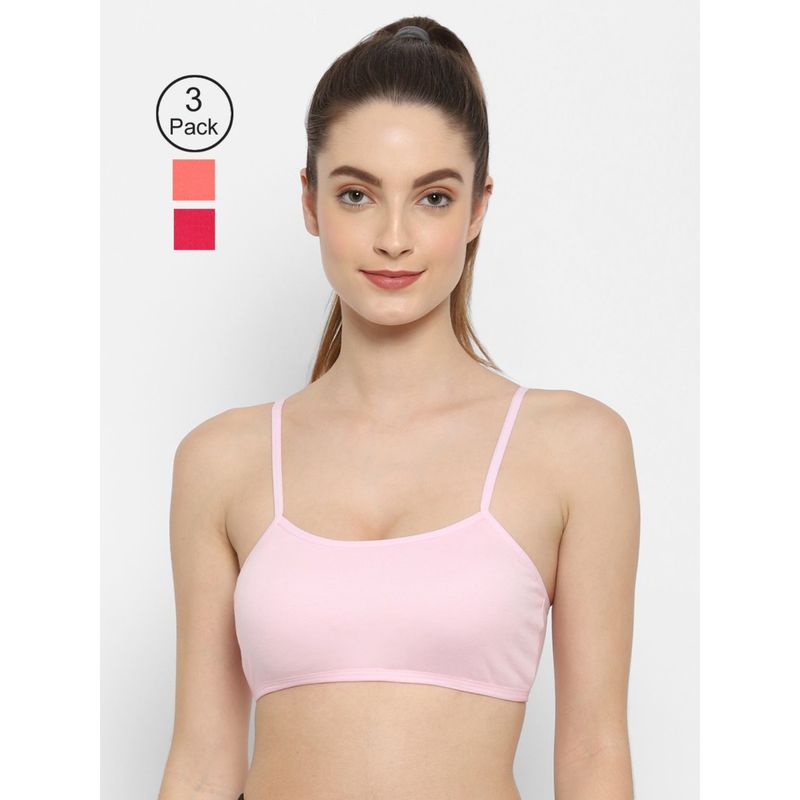 Floret Non Padded & Wire Free Full Coverage Sports Bra (Pack of 3) (30B)