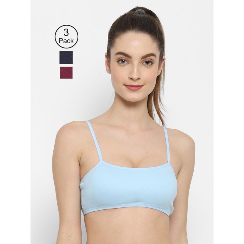 Floret Non Padded & Wire Free Full Coverage Sports Bra (Pack of 3) (36B)