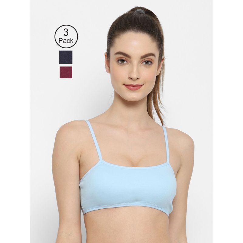 Floret Non Padded & Wire Free Full Coverage Sports Bra (Pack of 3) (32B)