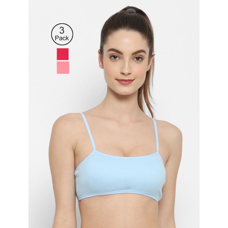 Floret Non Padded & Wire Free Full Coverage Sports Bra (Pack of 3) (30B)