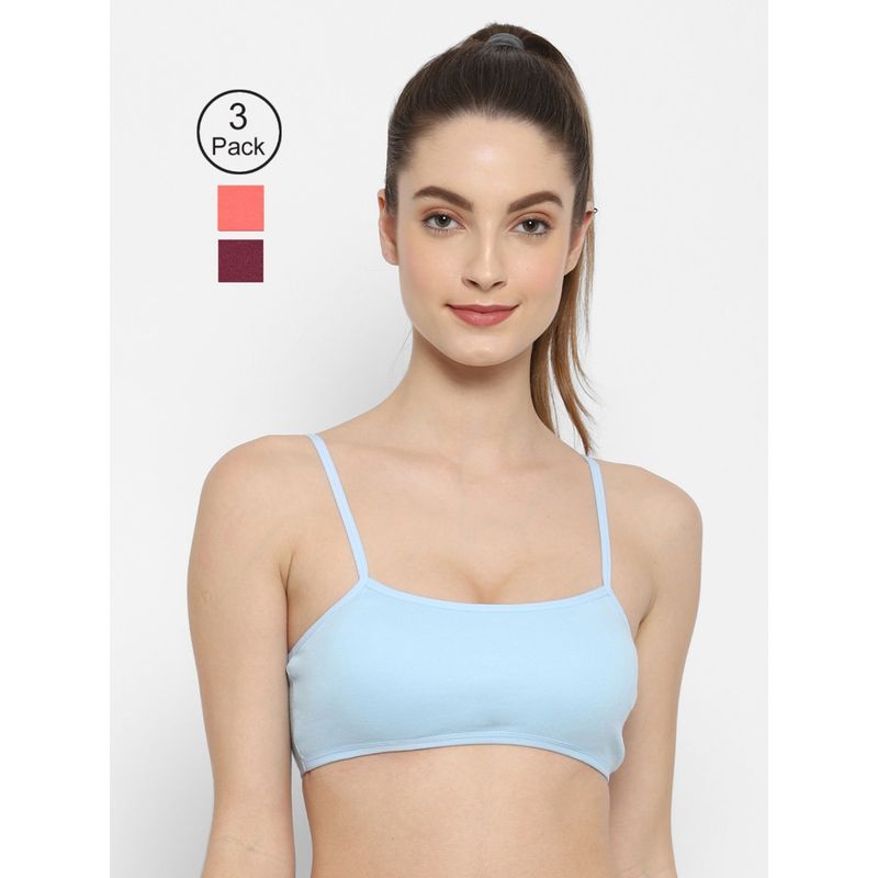 Floret Non Padded & Wire Free Full Coverage Sports Bra (Pack of 3) (32B)