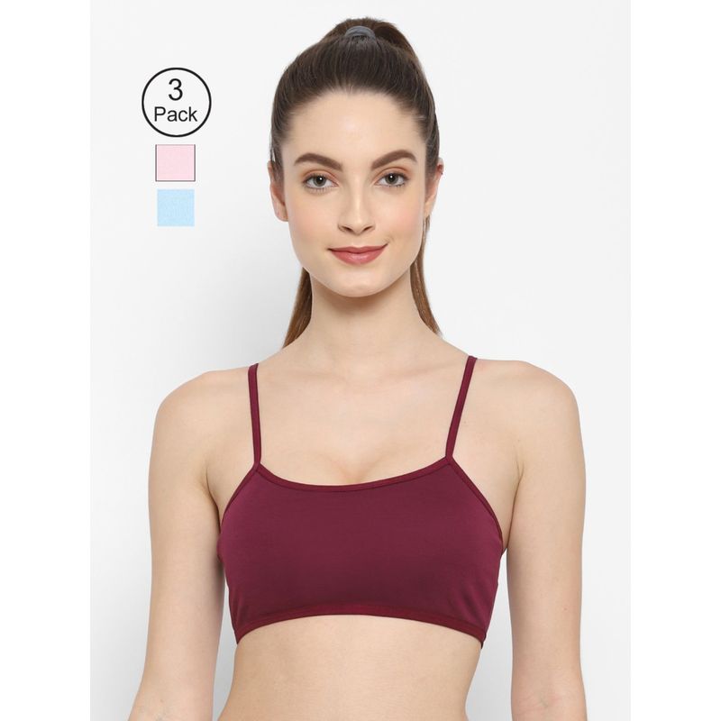 Floret Non Padded & Wire Free Full Coverage Sports Bra (Pack of 3) (38B)