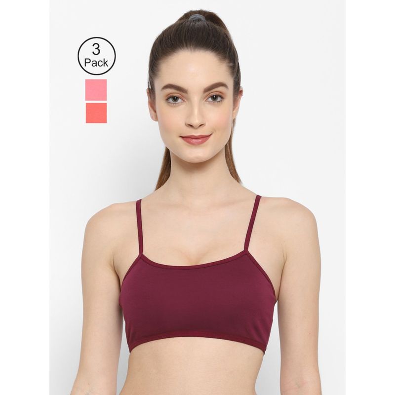 Floret Non Padded & Wire Free Full Coverage Sports Bra (Pack of 3) (30B)