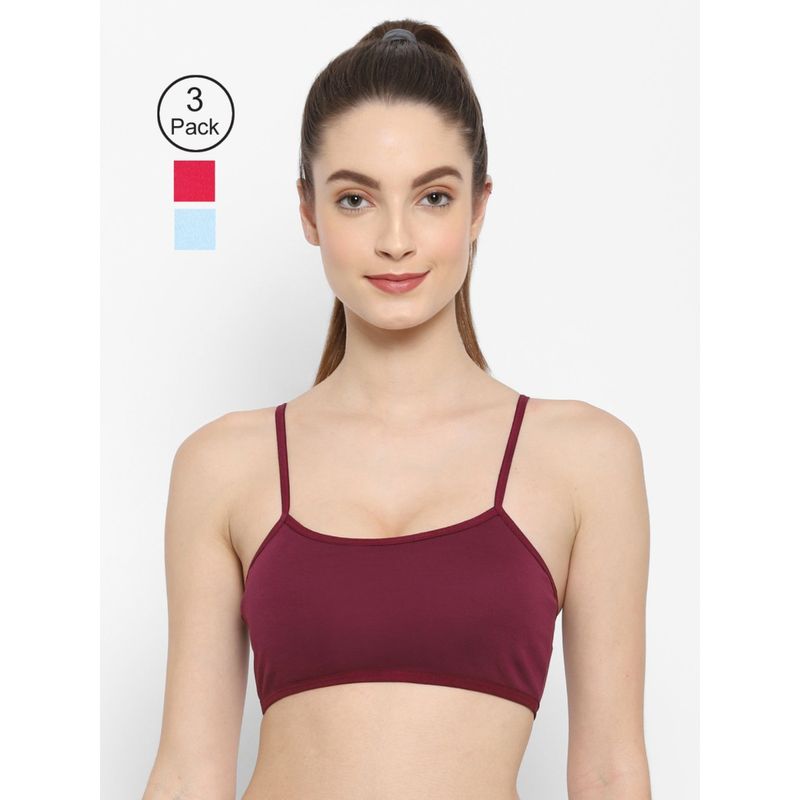 Floret Non Padded & Wire Free Full Coverage Sports Bra (Pack of 3) (30B)