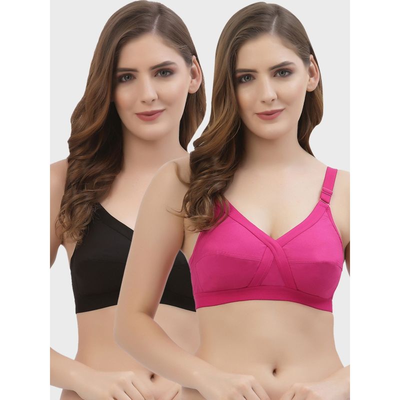 Floret Non Padded Full Coverage Cotton Bra (Pack of 2) (32D)