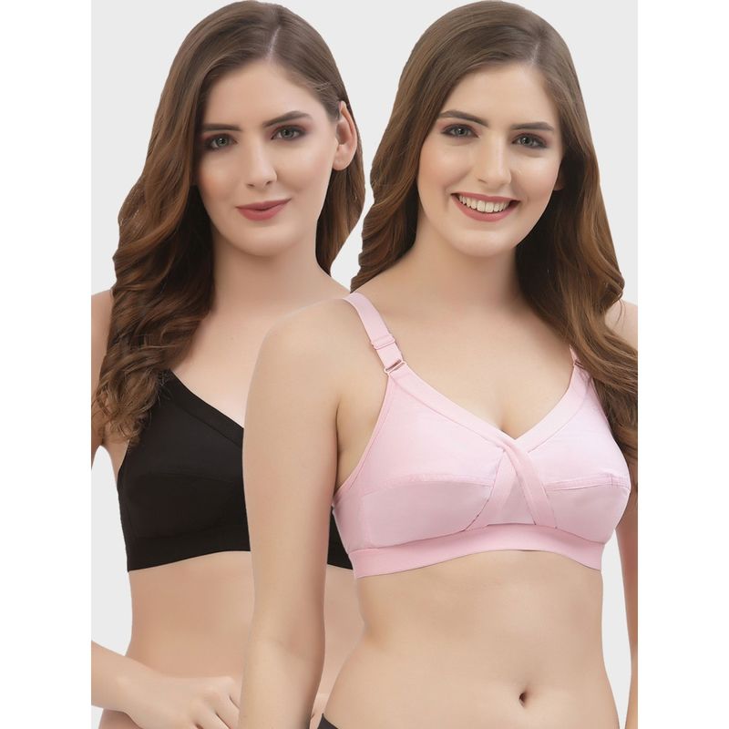 Floret Non Padded Full Coverage Cotton Bra (Pack of 2) (32B)