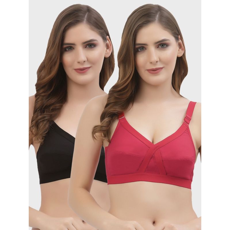 Floret Non Padded Full Coverage Cotton Bra (Pack of 2) (44D)