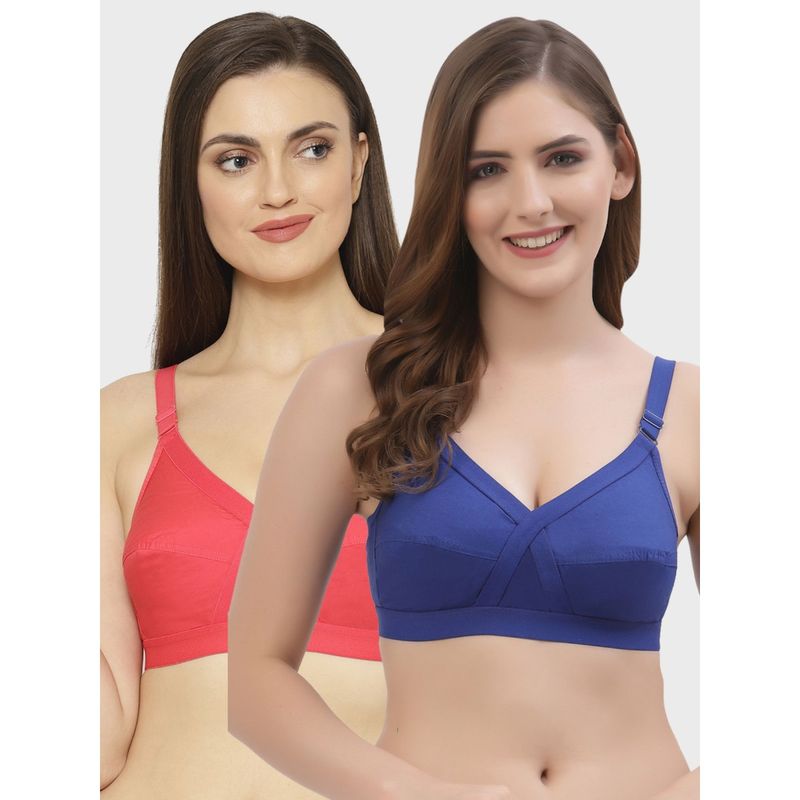 Floret Non Padded Full Coverage Cotton Bra (Pack of 2) (34B)