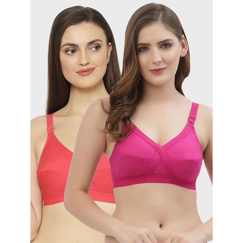 Floret Non Padded Full Coverage Cotton Bra (Pack of 2) (36D)