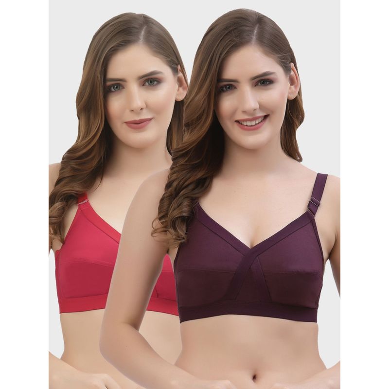Floret Non Padded Full Coverage Cotton Bra (Pack of 2) (38D)
