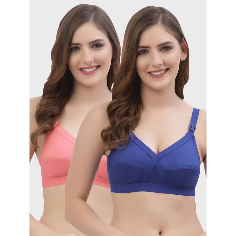 Floret Non Padded Full Coverage Cotton Bra (Pack of 2) (32B)