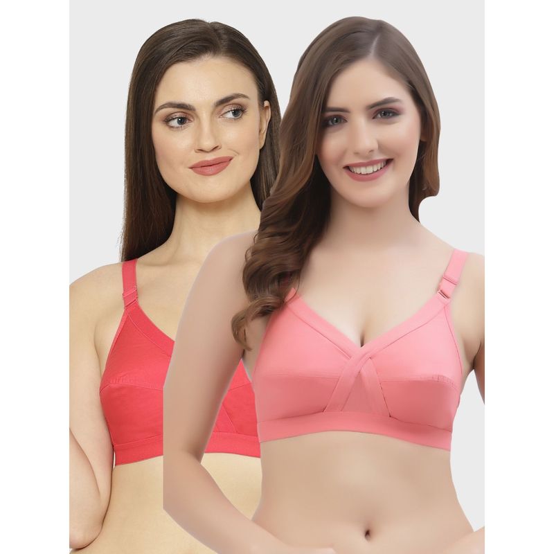 Floret Non Padded Full Coverage Cotton Bra (Pack of 2) (36B)