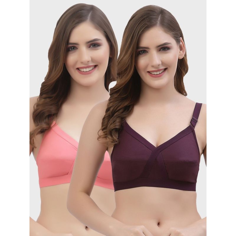 Floret Non Padded Full Coverage Cotton Bra (Pack of 2) (38B)