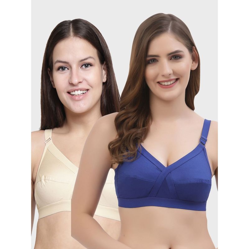 Floret Non Padded Full Coverage Cotton Bra (Pack of 2) (32B)