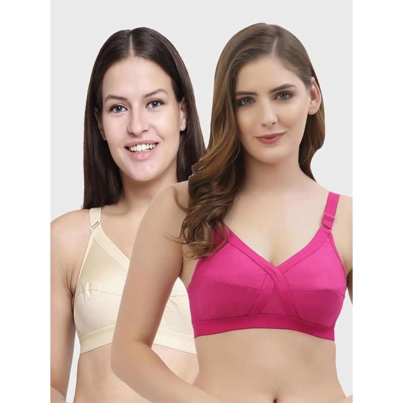 Floret Non Padded Full Coverage Cotton Bra (Pack of 2) (40D)